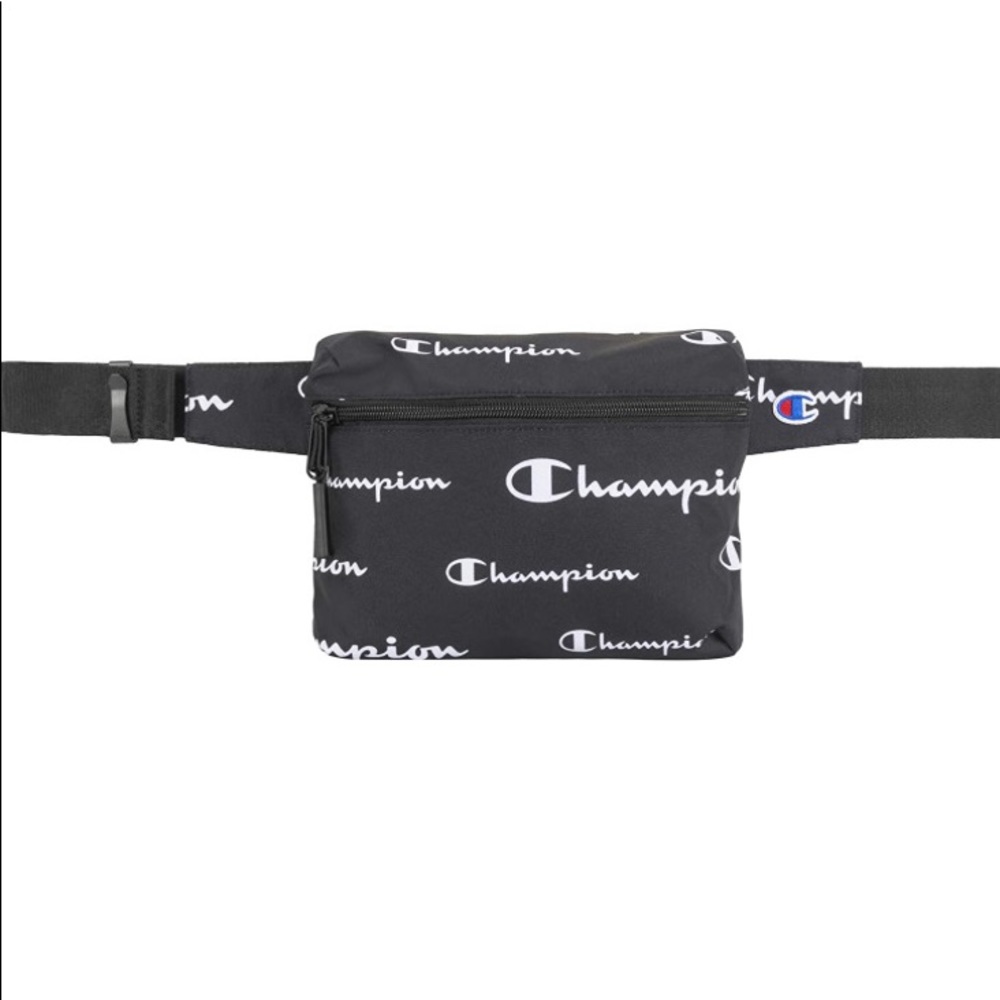 Champion Waist Pack/Fanny Pack: Black Color With White Champion Letters